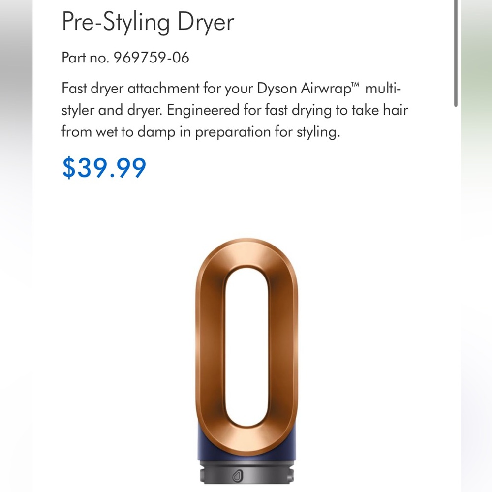 Dyson Pre Styling Dryer Attachment in Navy Blue brand new